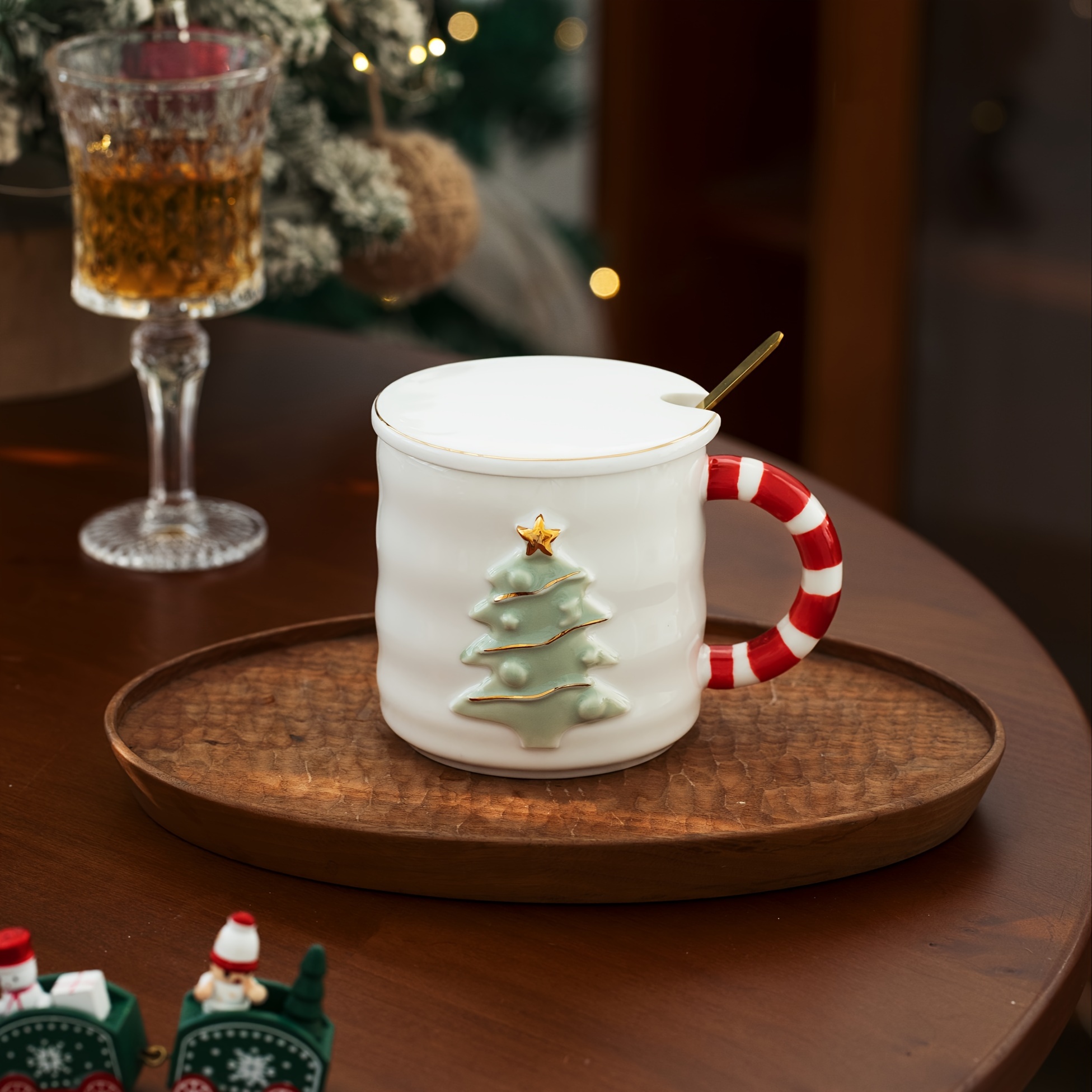 Tazas De Navidad Con Tapa Y Cuchara Taza De Cerámica De 500 Ml Para Vino  Caliente Café Cacao Taza De Navidad Regalo Advancent HA044651-04