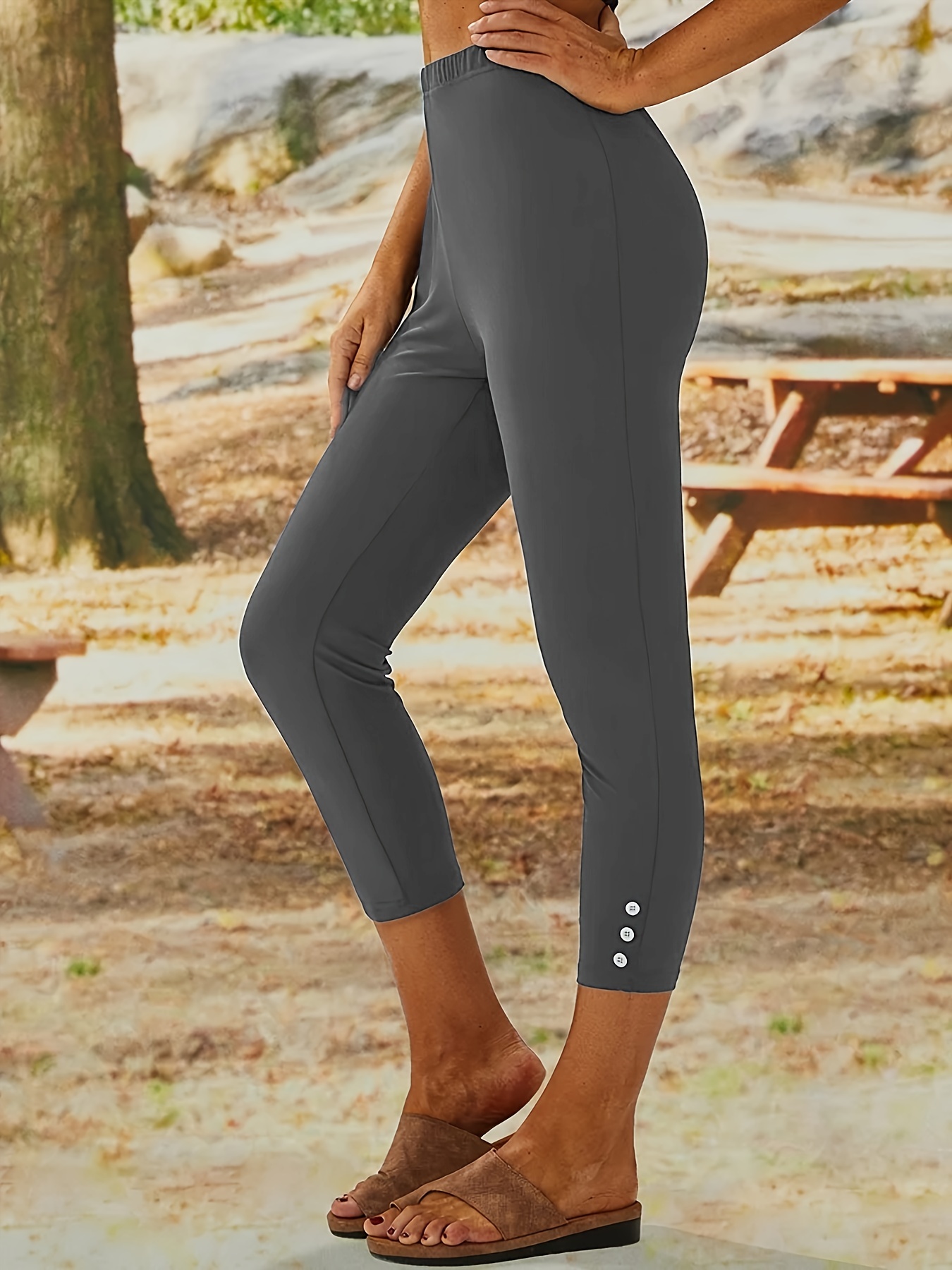 Solid Skinny Stretchy Leggings Fashion High Waist Lifting - Temu