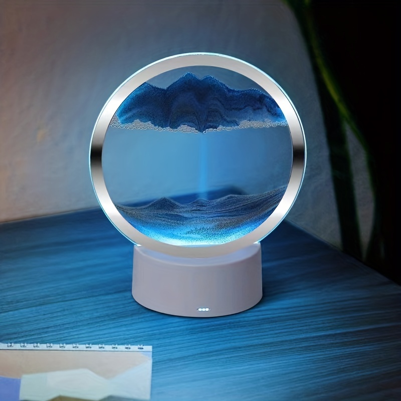 Sablier 3D Avec Sable Mouvant, Lampe Sable Mouvant Dimmable 3