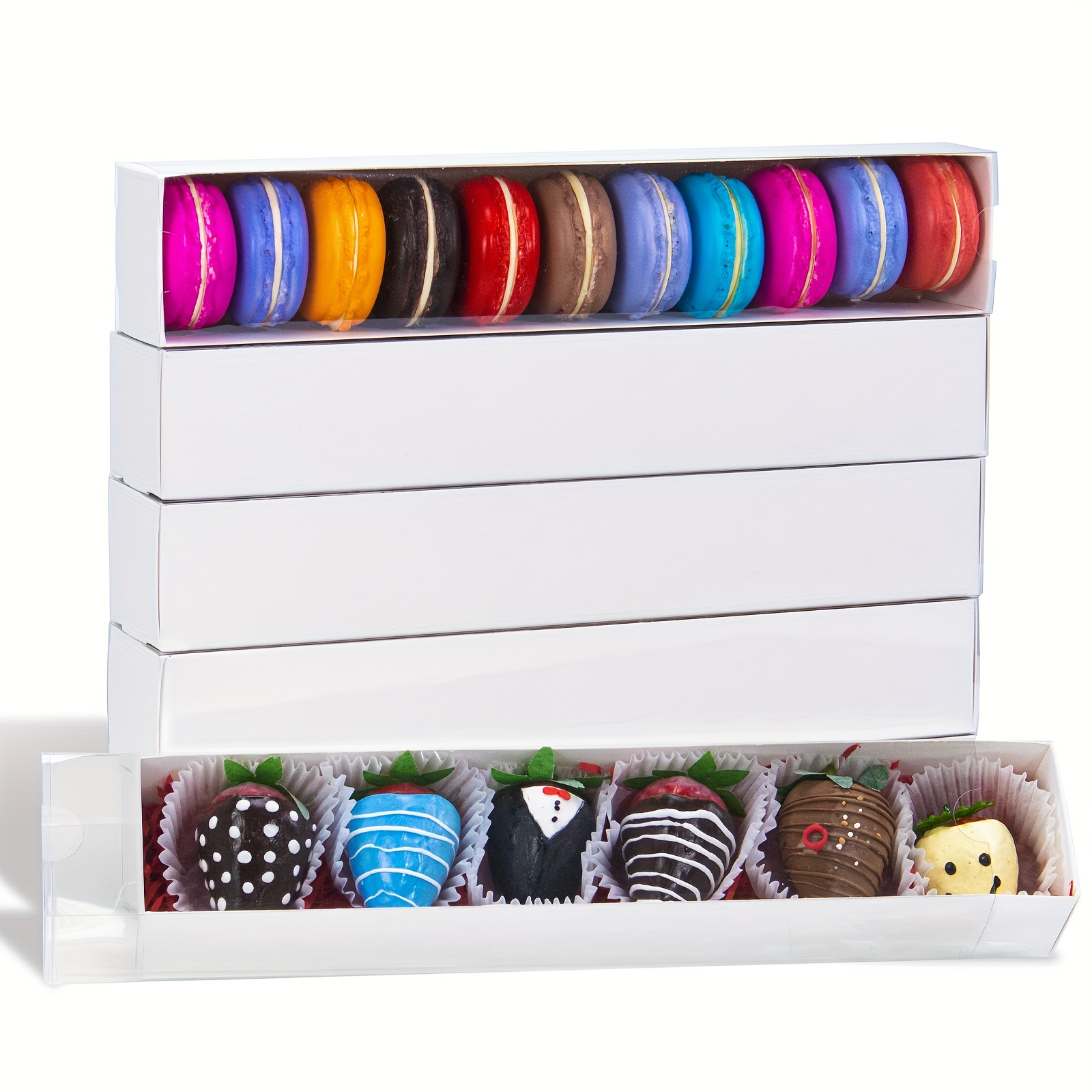 10/20pcs, 12x2.25x2 Inches Chocolate Covered Strawberries Boxes For 6  Macaron Boxes For 12, Chocolate Truffle Boxes Cocoa Bombs Boxes Pretzel  Boxes Co