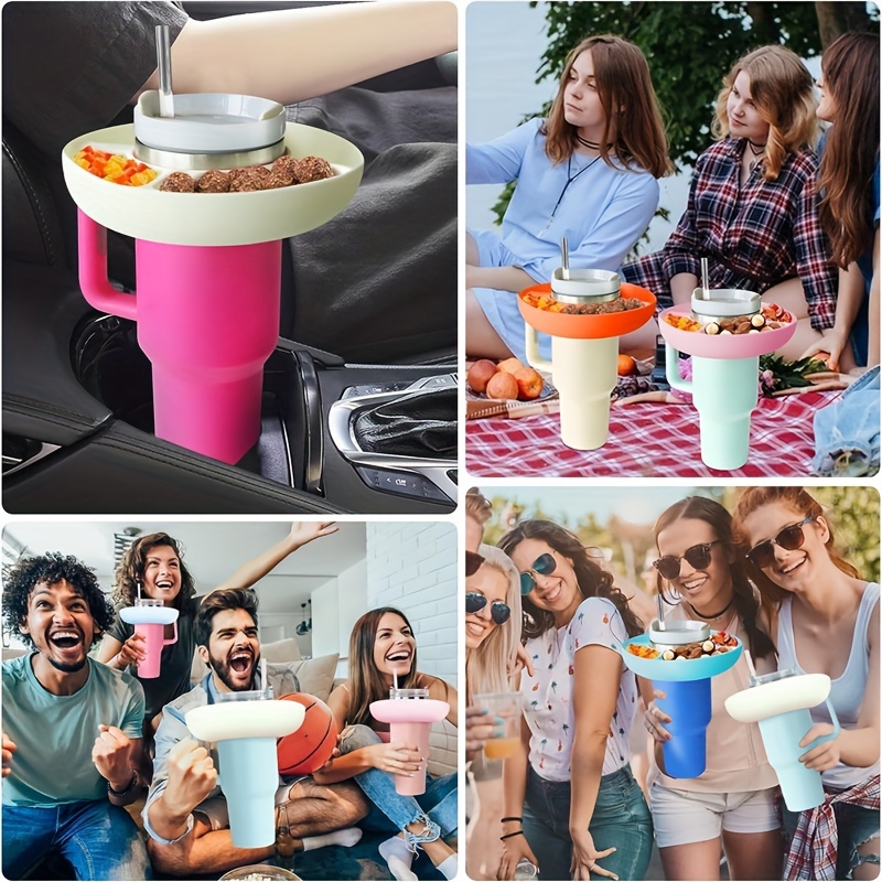 Silicone Snack Bowl For 40oz Tumbler with Handle & 4 Compartments