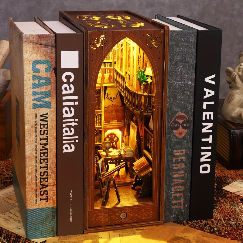 Book Nook Kit, 3D Bookshelf Insert, Serre-Livres Puzzle en Bois 3D