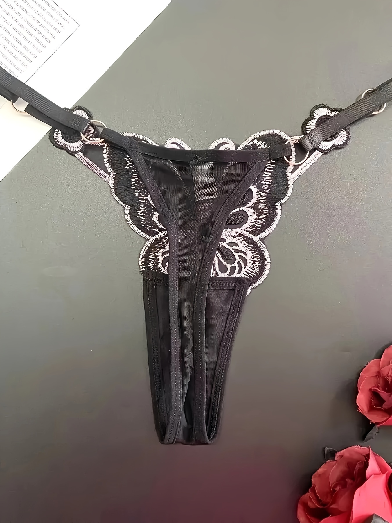 Hot Butterfly Embroidery Thongs Panties Sexy Low Waist - Temu Australia