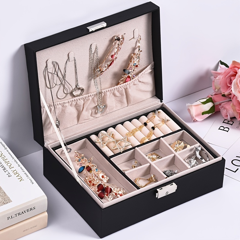 Double Layer Jewelry Storage Box, Pu Lather Jewelry Organizer