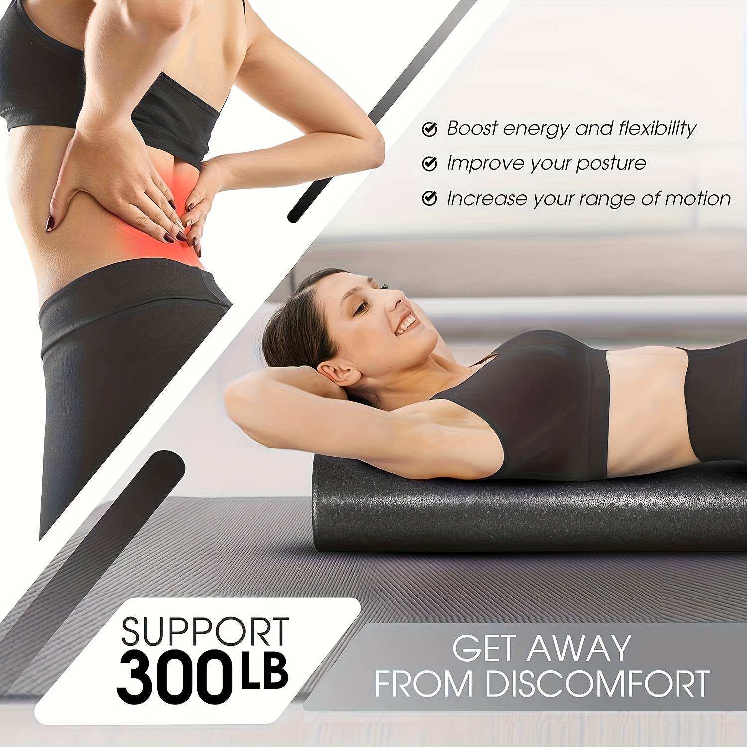 3pcs Yoga Roller Massage Peanut Ball Set Epp Fitness Foam Column For Back  Pain Deep Tissue Stretchi