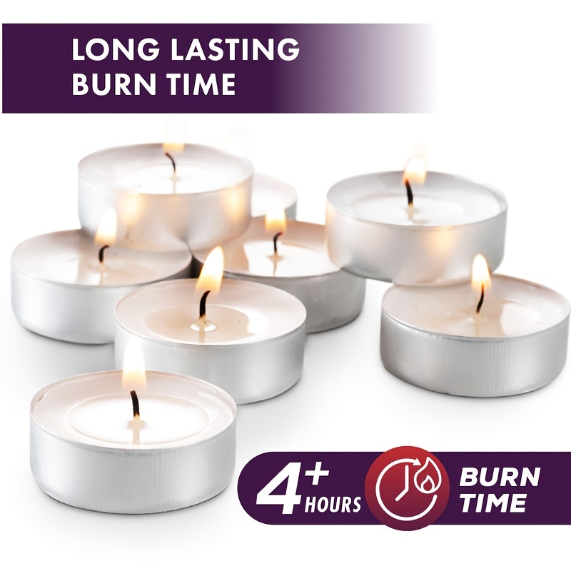 7 Hours Premium Long-Lasting Unscented White Tealight Candles in