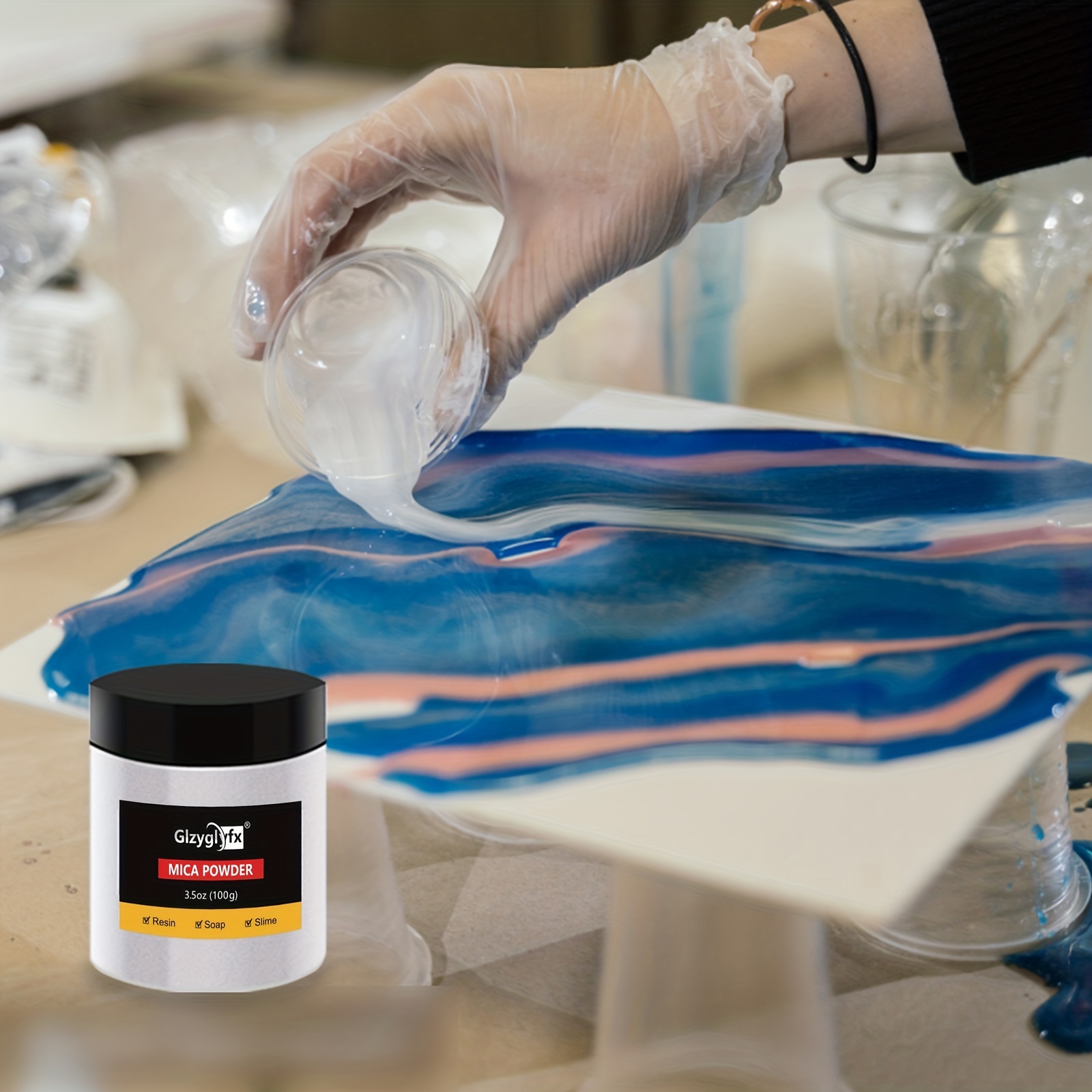 Mica Powder Pigment “Haku-Gan White” (25g) Multipurpose DIY Arts and Crafts  Additive  Natural Bath Bombs, Resin, Paint, Epoxy, Soap, Nail Polish, Lip  Balm (Haku-Gan White, 25G) 