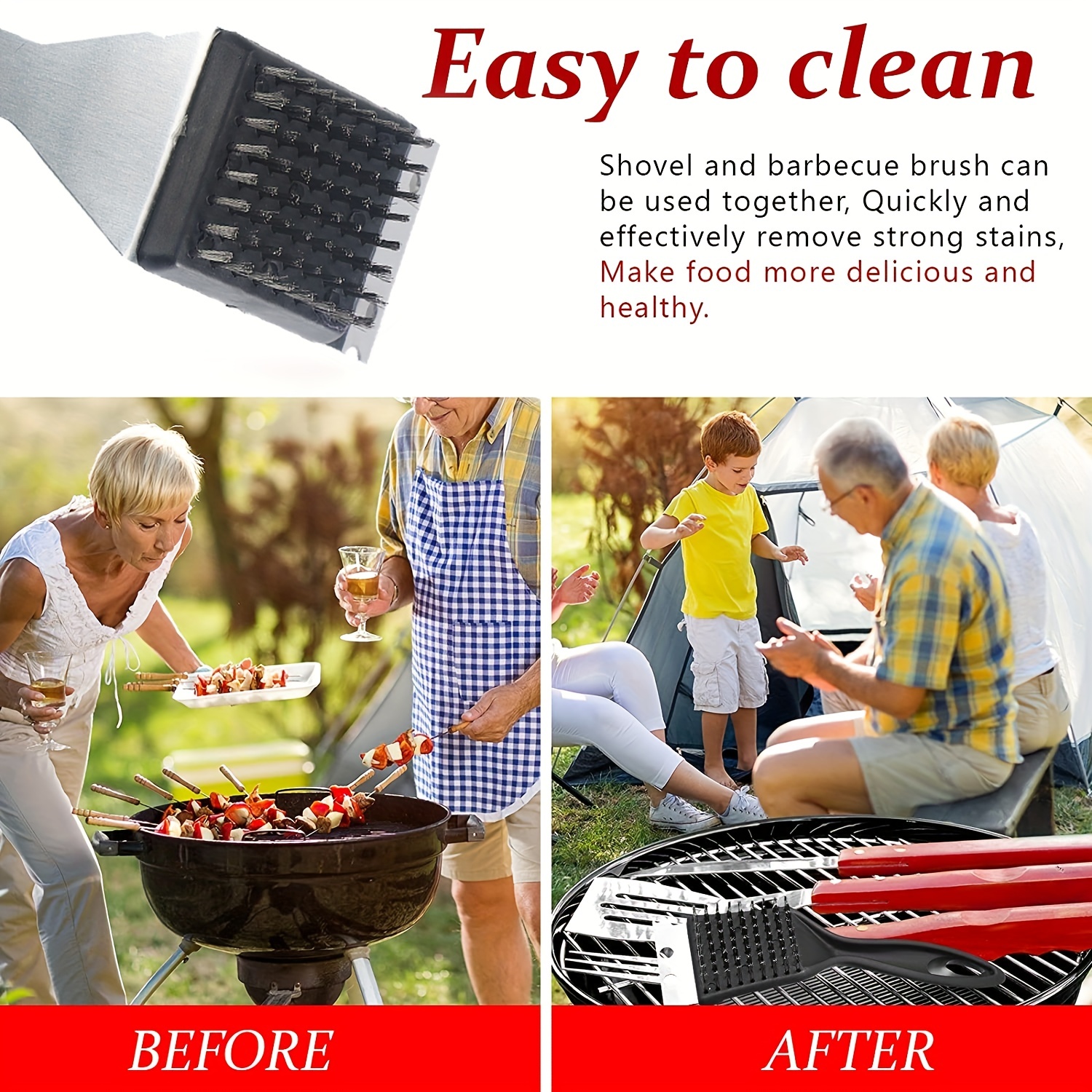 Grill Brush And Scraper, Extra Strong Bbq Cleaner Accessories, Safe Wire  Bristles Barbecue Triple Scrubbers Cleaning Brush For Gas/charcoal Grilling  Grates, Wizard Tool, School Supplies, Back To School - Temu
