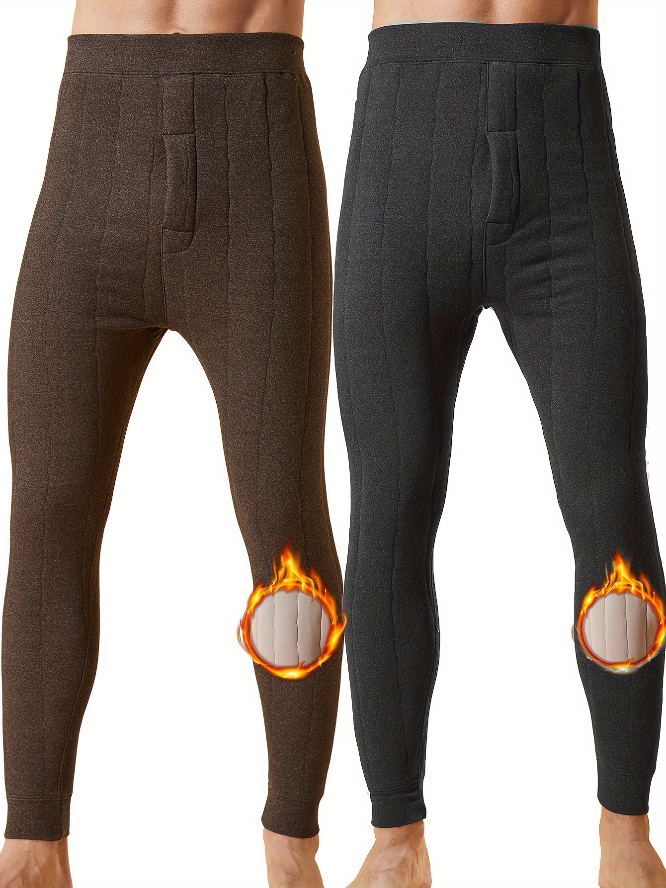 Jtckarpu ELA Men's Premium Cotton Thermal Underwear Pants Warm Soft  Leggings Winter Warm Track Base Layer Bottom Scrunch