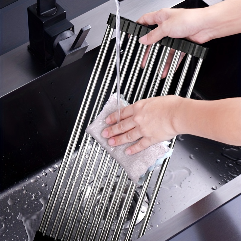 Foldable Aluminum Dish Drainer Roll Up Dish Drying Rack Shelf Kitchen Sink  Holder Organizer Bowl Tableware Storage Accessories - AliExpress