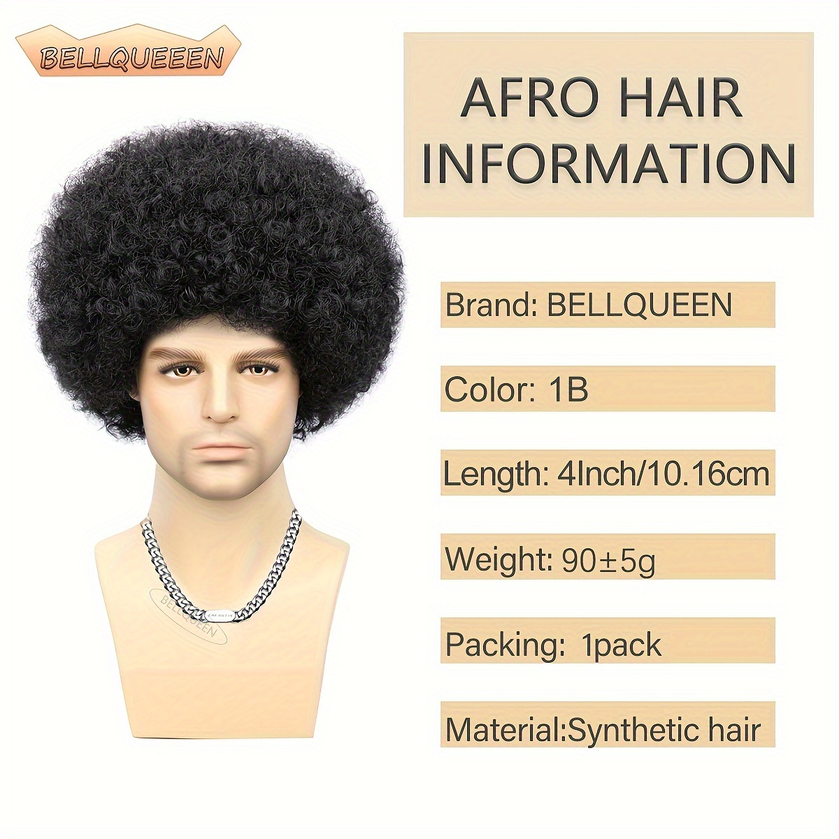 Perruque afro homme noir