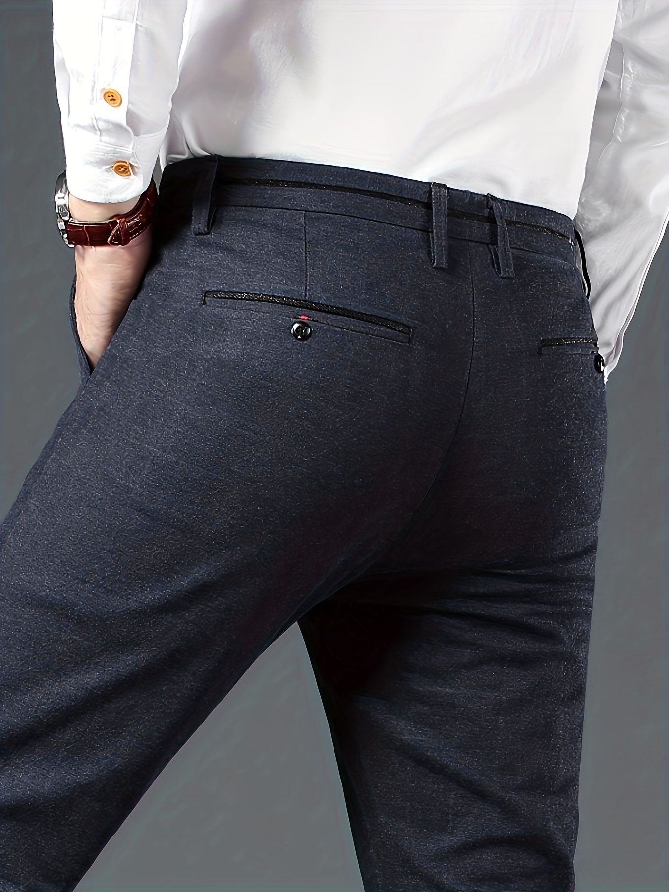 Slim Fit Plaid Slacks, Men's Casual Vintage Style Slightly Stretch Dress  Pants For Spring Summer
