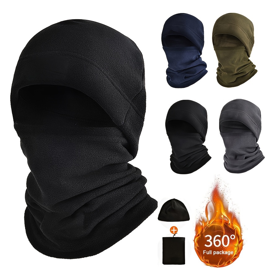 

2pcs Men's Winter Balaclava Set - Polar Coral Fleece, Mask & Neck Warmer Beanies For Skiing And Outdoor Sports