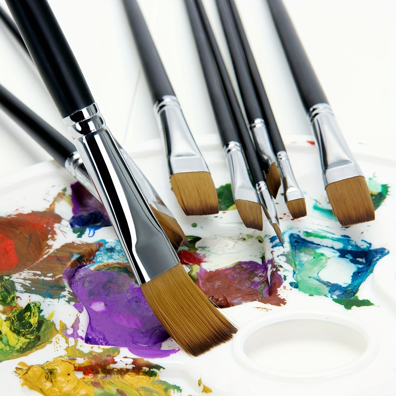 Flat Paint Brushes Watercolor Acrylic Paint Brush Synthetic Nylon