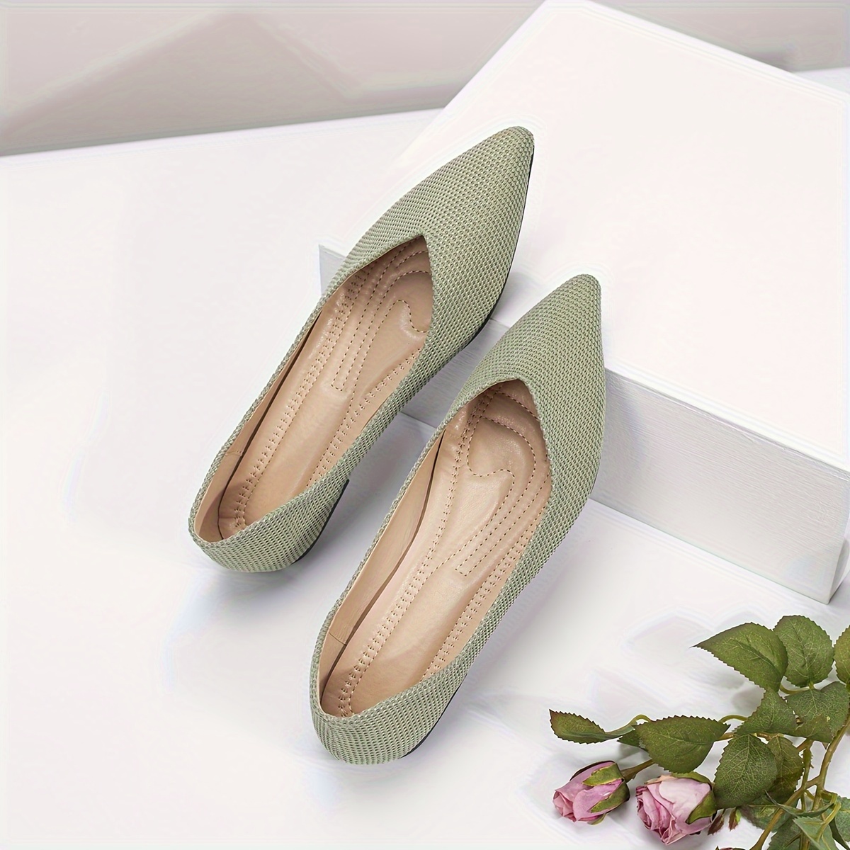 Women's Bowknot Ballet Flats Solid Color Soft Sole Slip - Temu