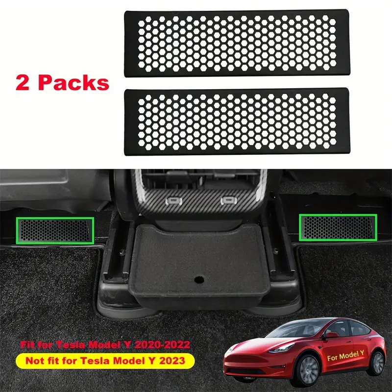 2pcs Air Flow Vent Cover Fit For Tesla Model Y/3 Snap-in Installation Rear  Under Seat Air Conditioning Outlet Grille Protector Interior Accessories