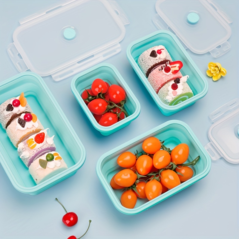 Silicone Collapsible Lunch Box Food Storage Container Fashion Colorful  Microwavable Portable Picnic Camping Rectangle Outdoor Box - Temu