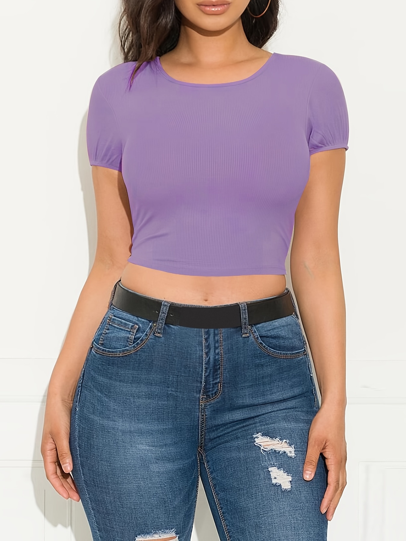 Basic Backless T-Shirt Top  Backless crop top, Backless top, Tops