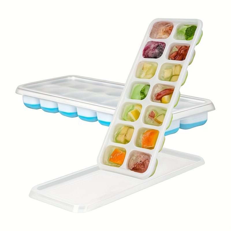SDJMa One Touch Release Ice Cube Tray with Lid for Freezer, 64
