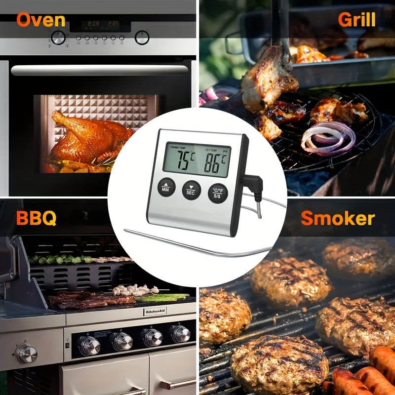 Wireless Digital Probe Meat Thermometer For Grill Smoker Bbq Food Oven  Thermometer With Timer Alarm Kitchen Cooking Tool