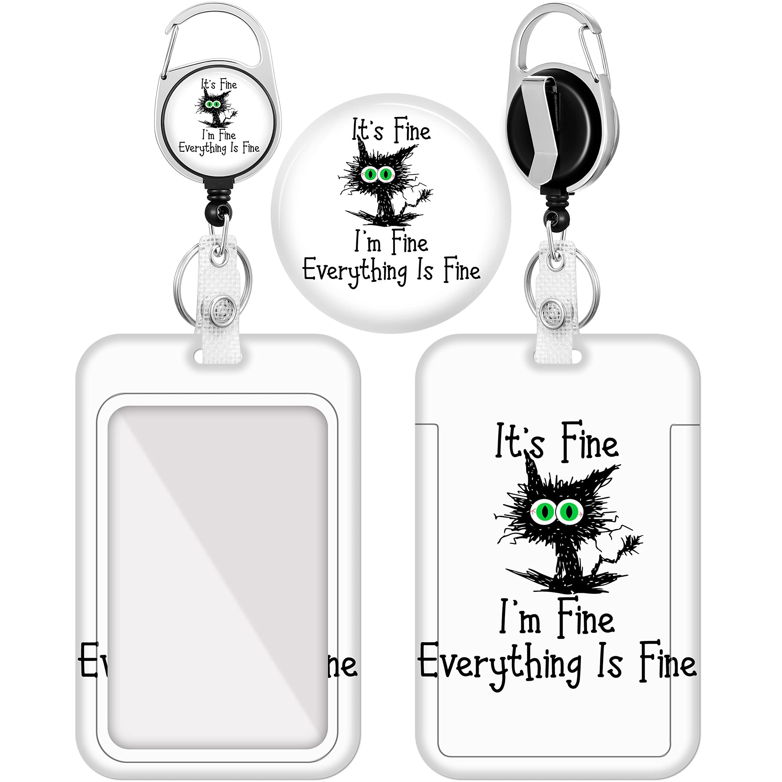 Black Cat Badge Holder Retractable Reel Cute Funny Fun Id - Temu