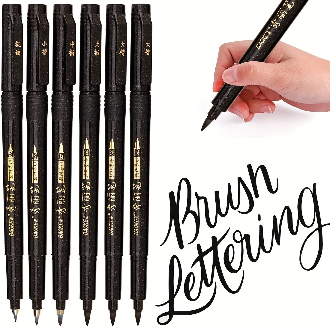 6pcs Calligraphy Pens set for Beginners,Hand Lettering Pen,4 Size