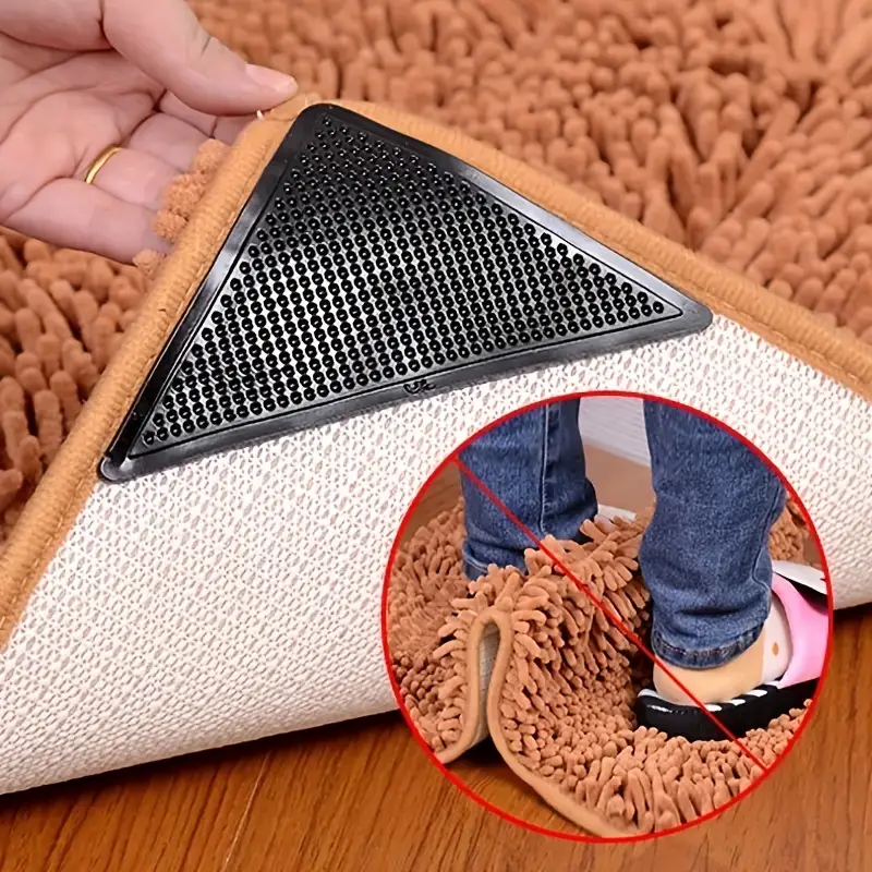 4/8pcs Carpet Non-slip Sticker Self-Adhesive Anti Skid Grip Tape Carpet  Floor Mat Fixed Sticker Carpet Sticker - AliExpress
