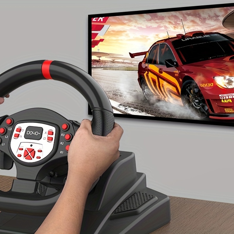 Volant De Jeu Pour Volant PS4 Plug And Play Game Driving Volante PC 180 °  USB, Avec Pédale De Changement De Vitesse, Adapté Pour Windows PC/PS4
