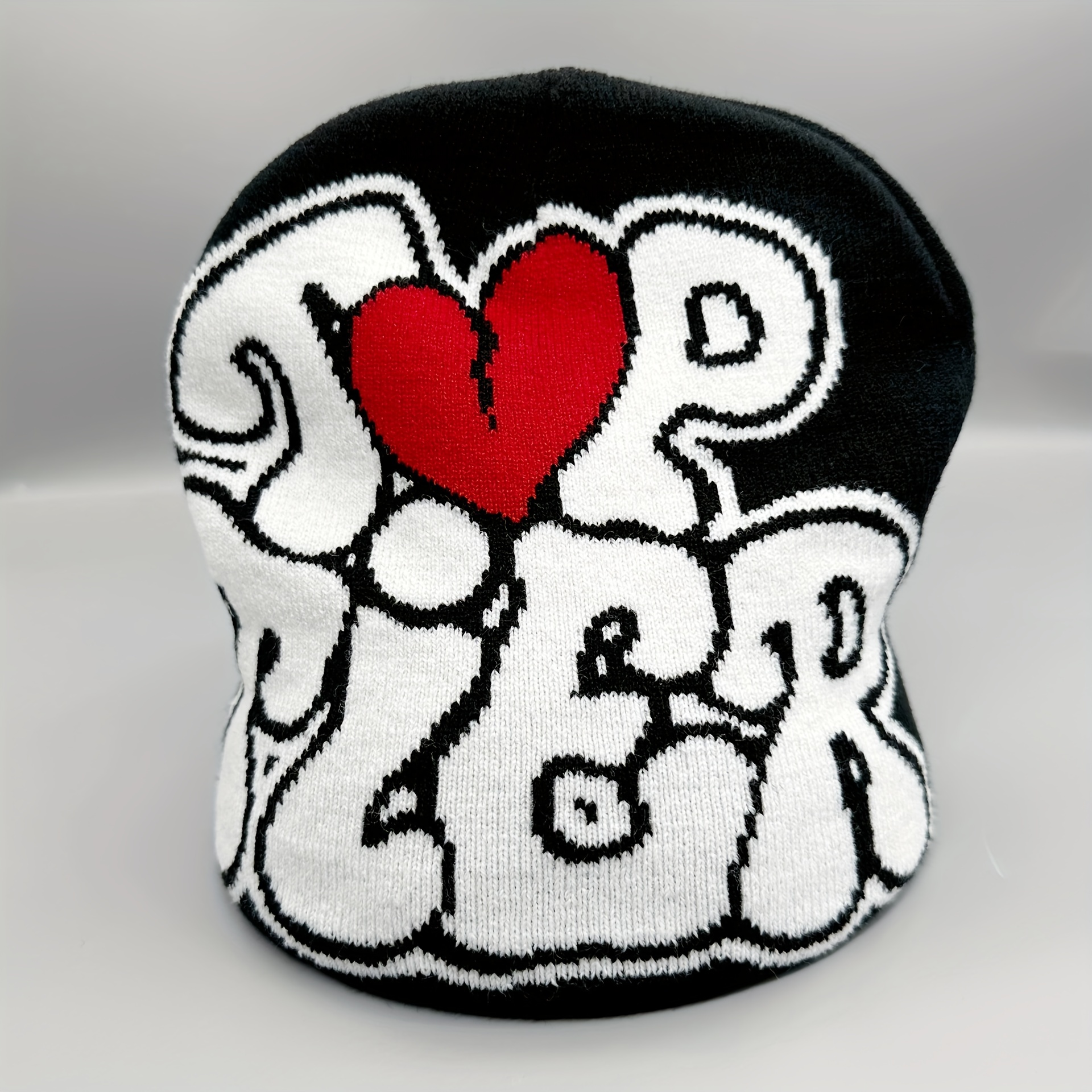 1pc Black And Gray Heart Logo Fashion Baseball Cap