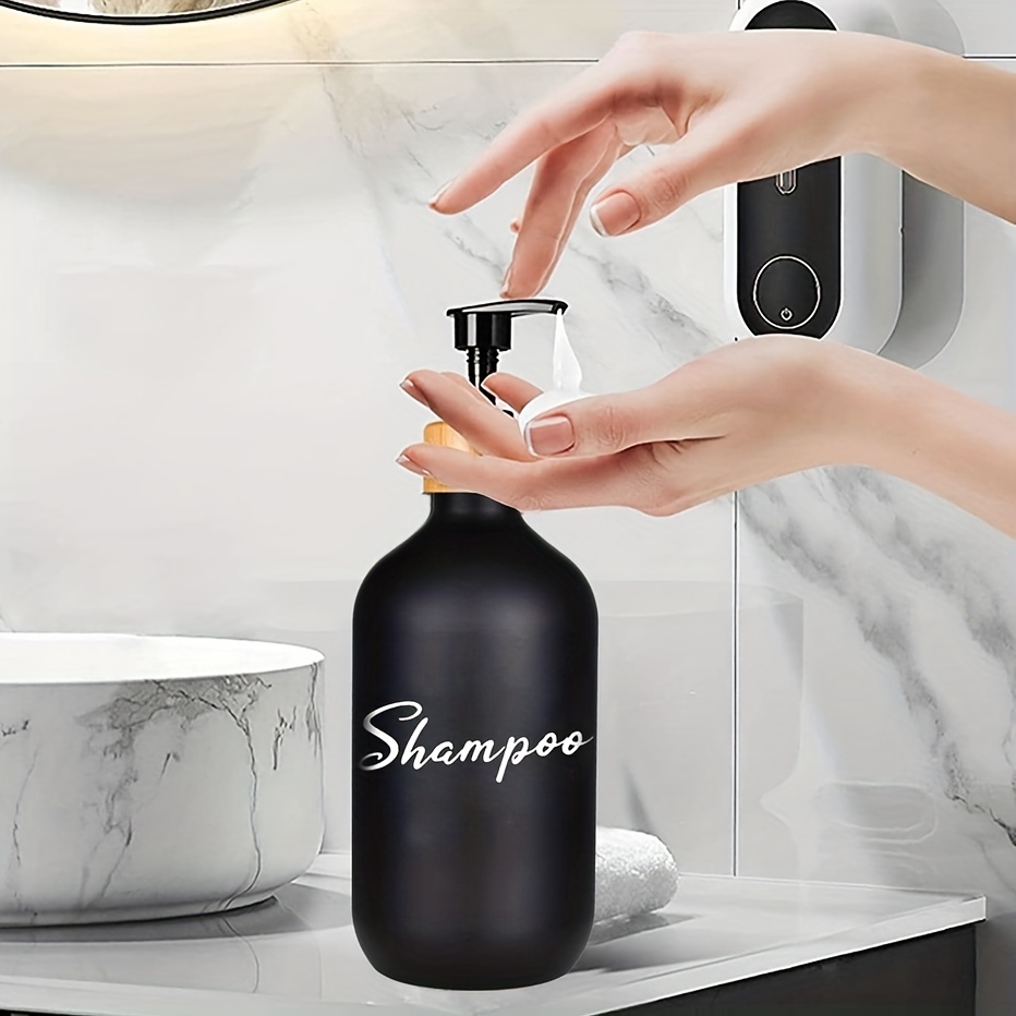 Champú recargable, acondicionador, dispensador de ducha de gel de baño  conjunto de 3 / conjunto de accesorios de baño negro moderno minimalista /  regalo de organización -  España