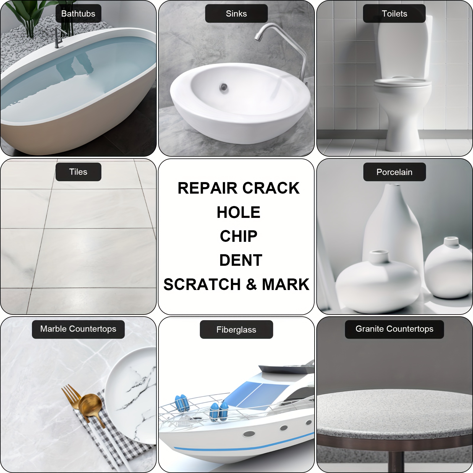Ceramic Repair Paste Tub Tile And Shower Porcelain Repair Kit For Crack  Chip Ceramic Bathroom Tub Floor Ceramic Repair Paste