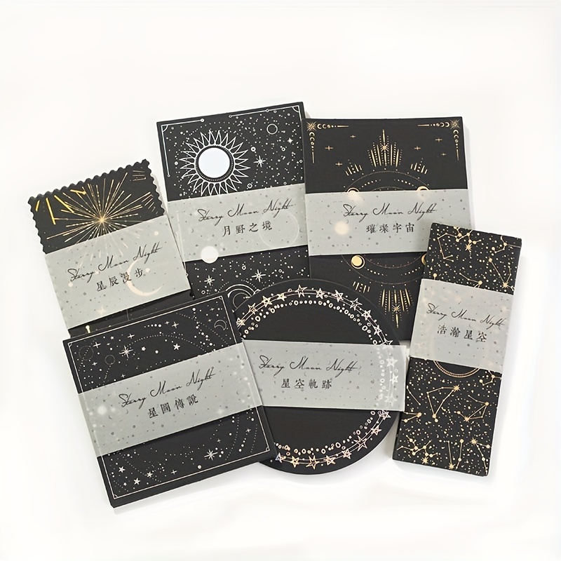 10pcs Laser Golden & Silvery Collage Card Star & Moon Night Series Light Retro
