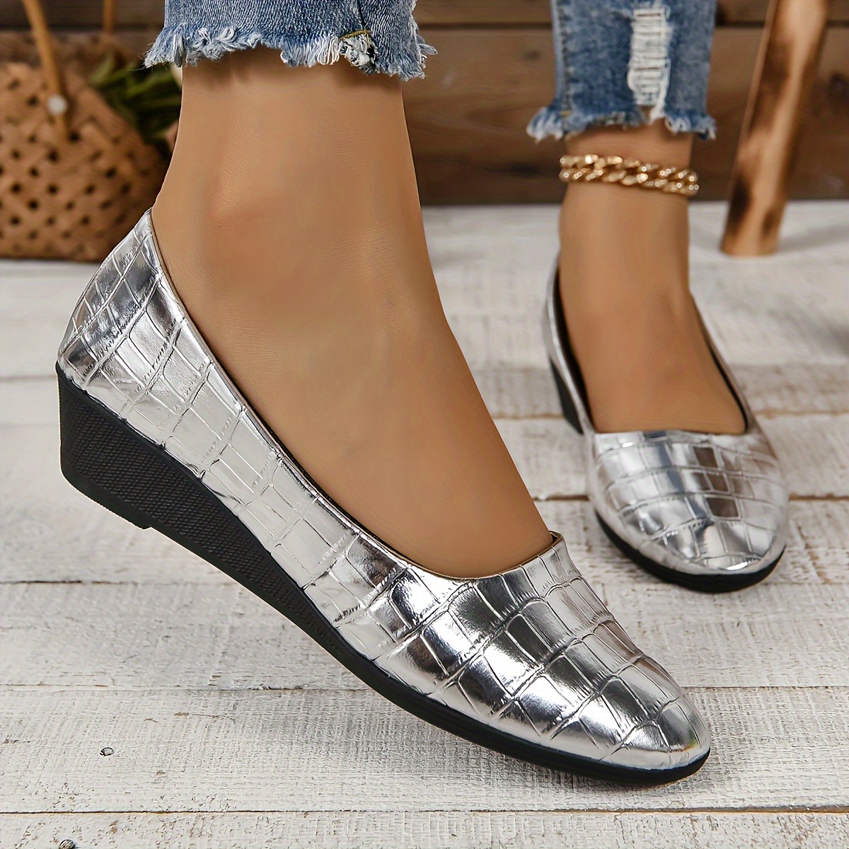 Zapatos Cuña Plataforma Mujer Cómodos Ligeros Sin Cordones - Temu Mexico