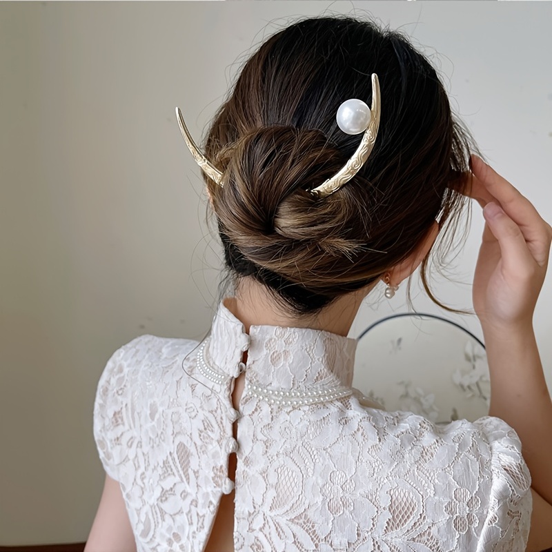 Oversized Pearl Hair Stick, Pearl Hair Pin, Bun Holder, Hair Fork