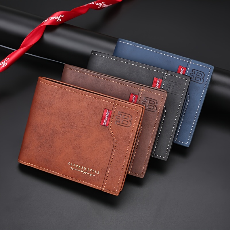 1pc Men's New Fashion Wallet, Large Capacity Coin Purse, Multi Card Slot Card Case With Zipper Coin Pocket Money Clip