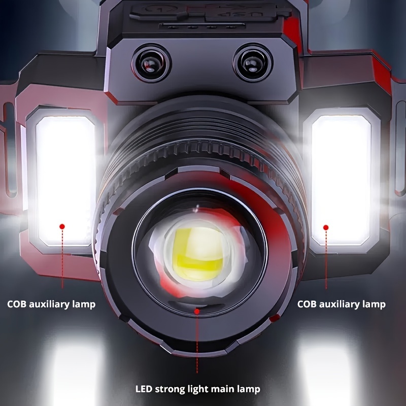 Comprar Linterna frontal ligera linterna LED para cabeza COB con batería  integrada linterna frontal recargable por USB 3 modos de iluminación luz  frontal
