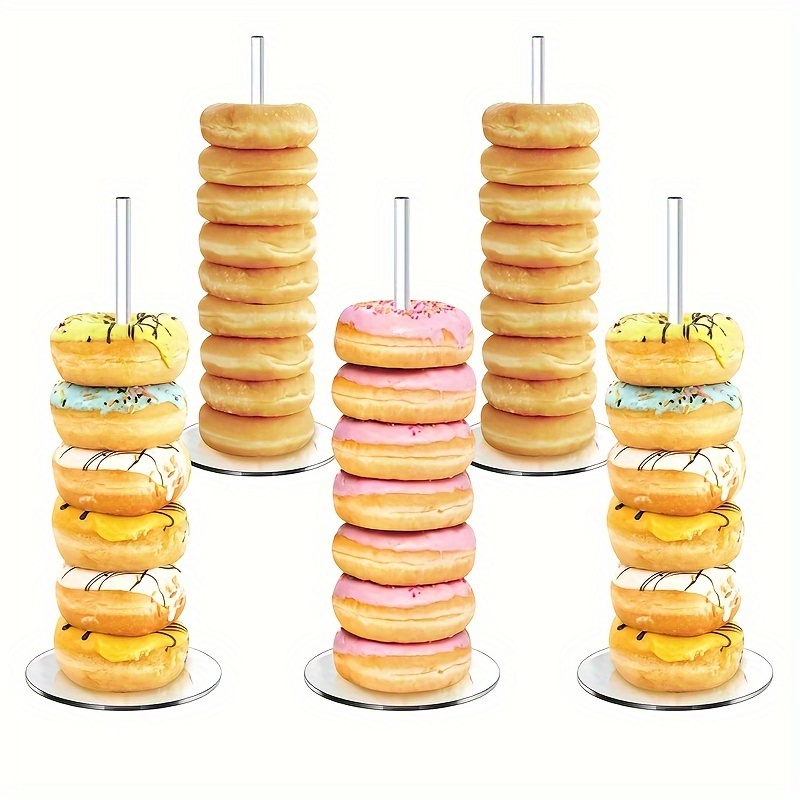 

5pcs, Acrylic Donut Holder For Dessert Table, Clear Donut Holder Party, Donut Bagel Display Stand For Party, Wedding, Birthday, Classroom, 30.48cm