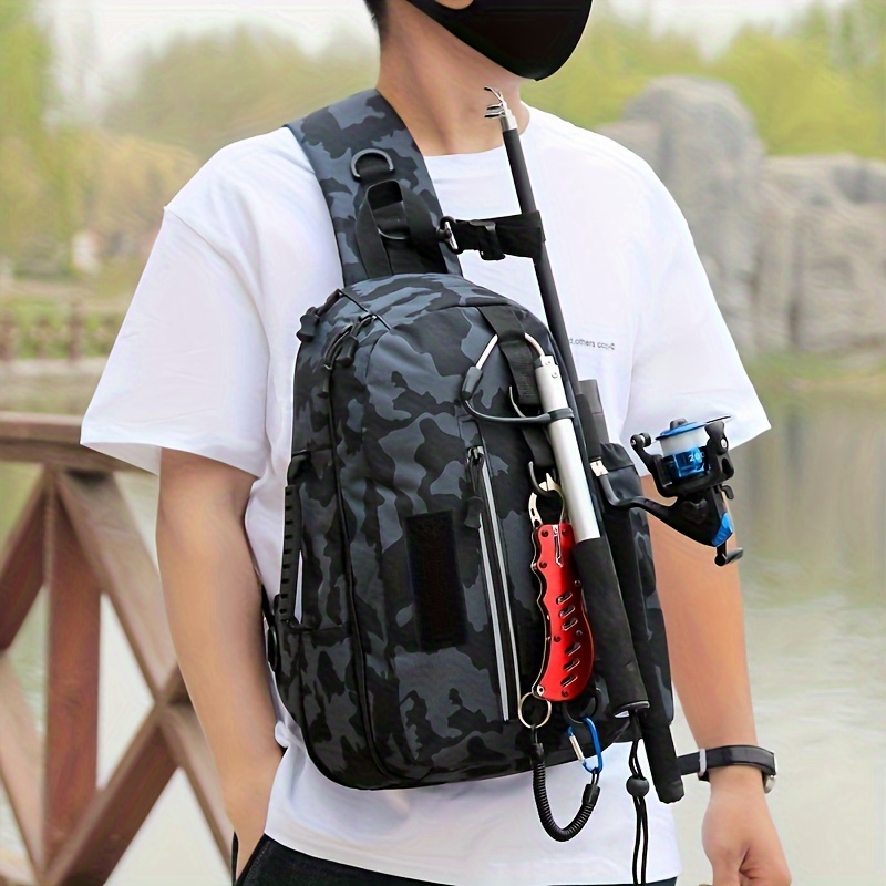 1pc Men's Fishing Gear Storage Bag, Multi-functional Shoulder Bag, Large  Capacity Outdoor Fishing Bag, Waterproof Backpack Camouflage Travel  Crossbody