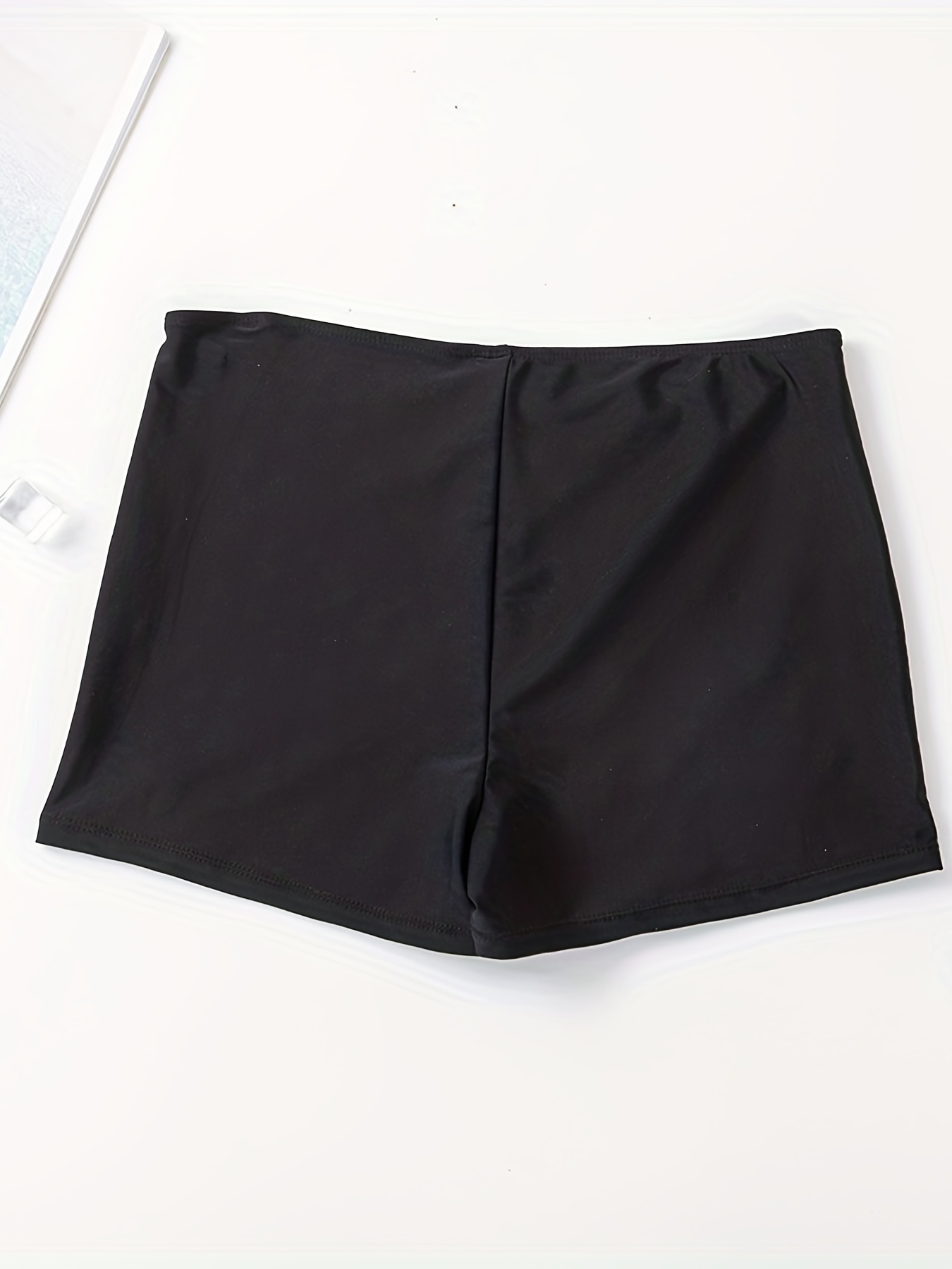 High Waist Solid Black Swimsuit Bottoms Stretchy Tummy - Temu