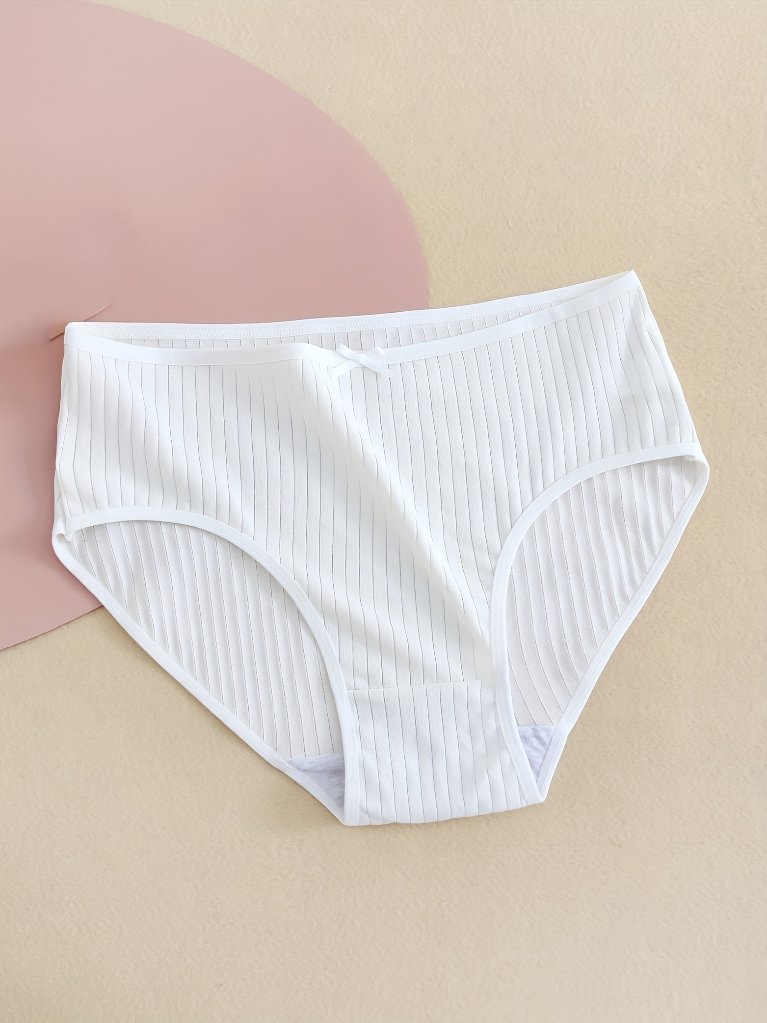 5pack Plus Size Rib Knit Solid Underwear Panties, Women's Plus Medium  Stretch Briefs