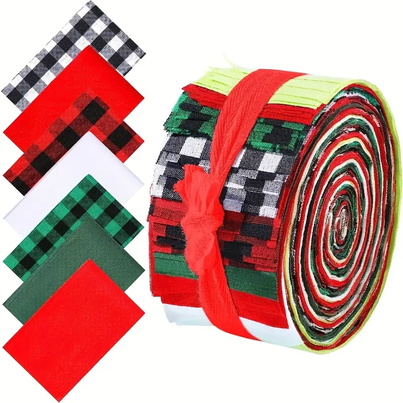 Christmas Jelly Fabric Patchwork Roll Buffalo Plaid Roll - Temu