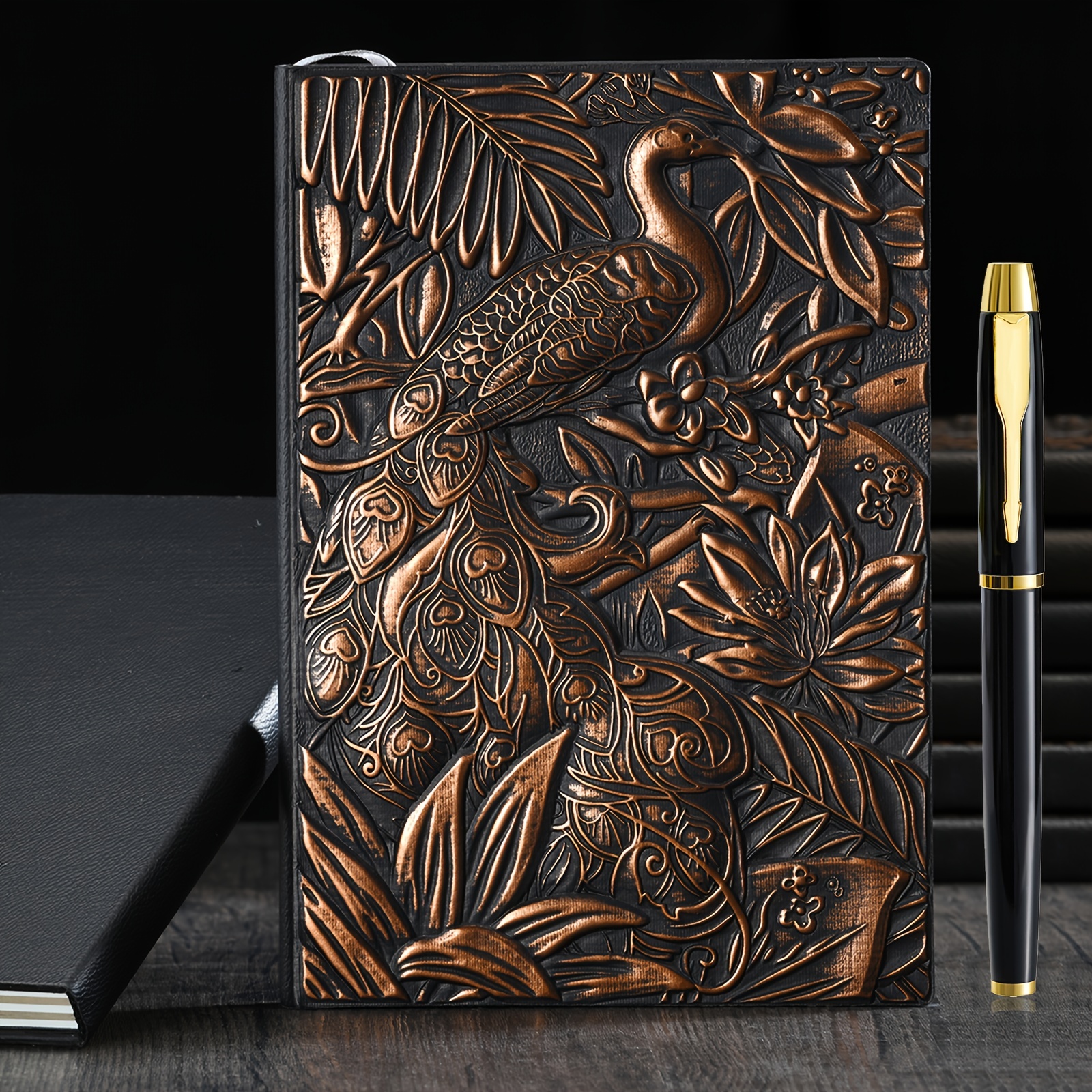 3d Embossed Peacock Journal Writing Notebook With Pen Set - Temu