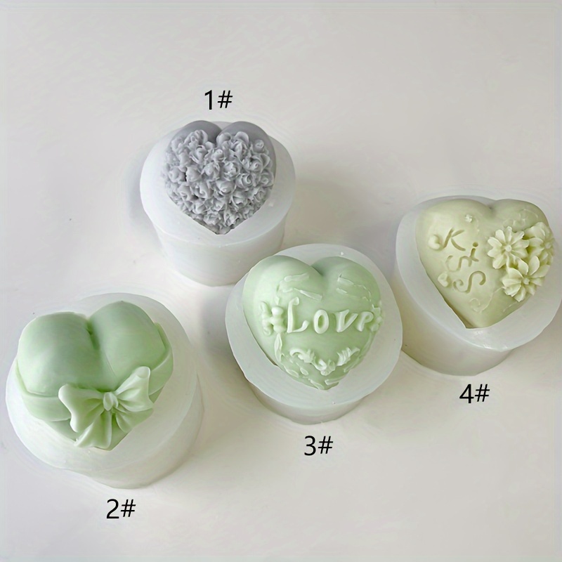 

Silicone Heart Candle Mold Set, 1pc, Bow & Love Design, Wedding Cake Chocolate Soap Crafting, Valentine's Day Baking Decoration Tools