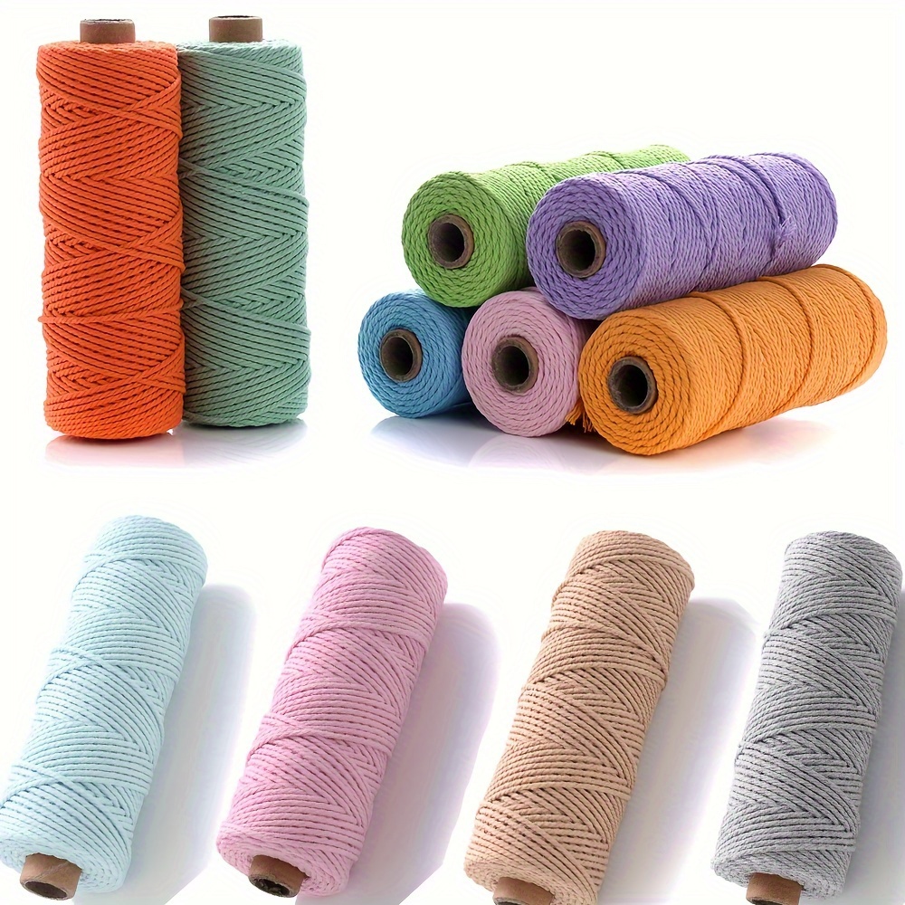 100M/Roll 2mm Macrame Cord Cotton Rope Colorful DIY Crafts