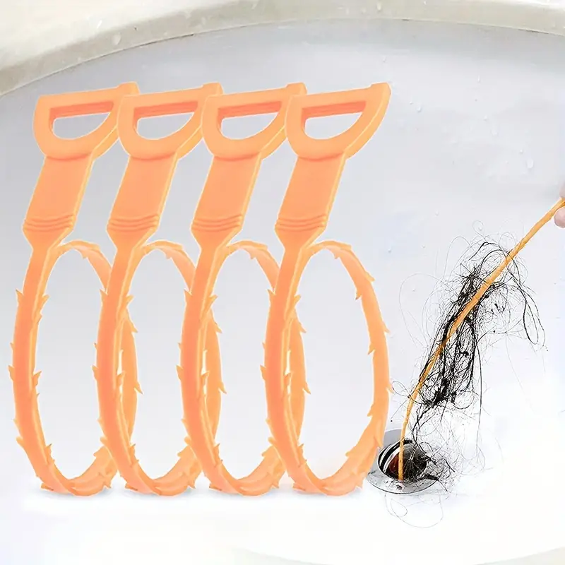 4-pack Powerful 19.6 Inch Drain Snake for Hair and Clog Removal - Easy  Cleaning Tool for Bathroom and Kitchen Drains