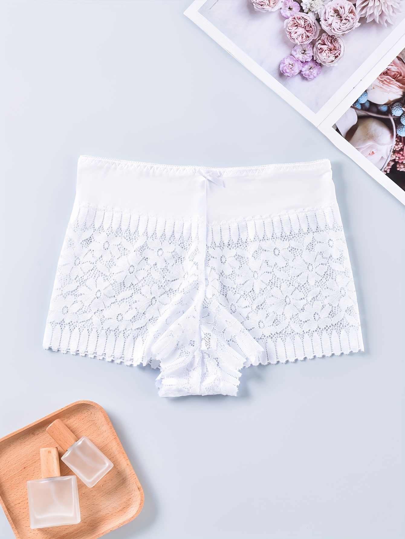 Lace Stitching Boyshort Panties Comfy Breathable Stretchy - Temu