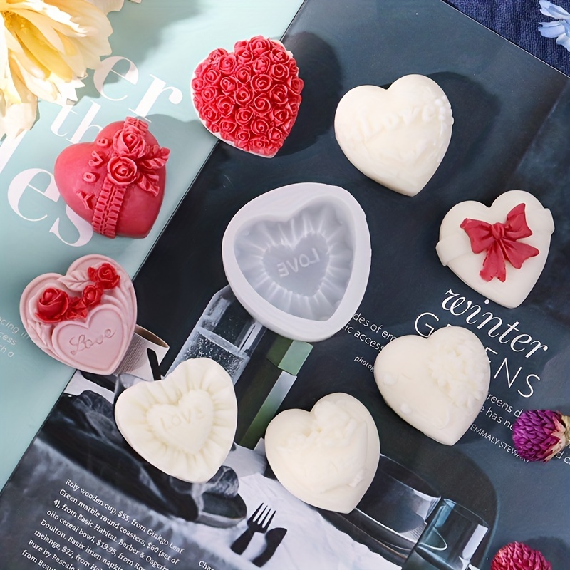 Heart-shaped Rose Scented Candle Silicone Mold DIY Handmade Soap Expanded  Fragrant Stone Dripping Plaster Ornaments