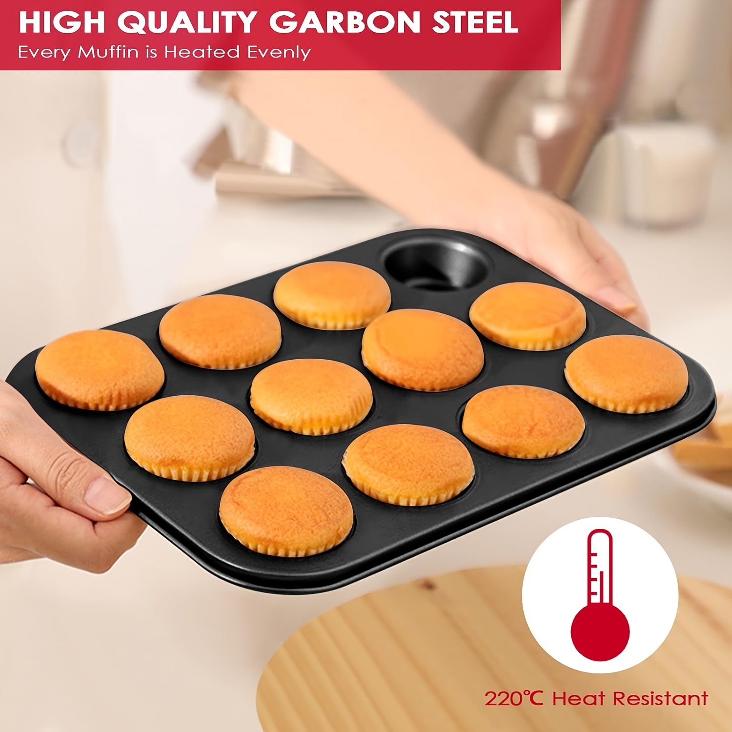 Muffin Pan 12 Cavity Carbon Steel Cupcake Pan Non stick - Temu