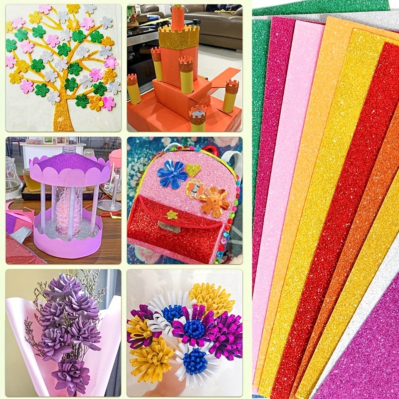 10 Sheets Colored Sparkly Paper Cardstock Paper Glitter Paper for