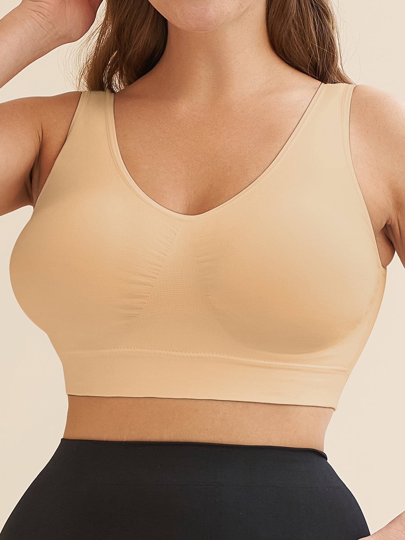 Plus Size Solid Color Backless Bra